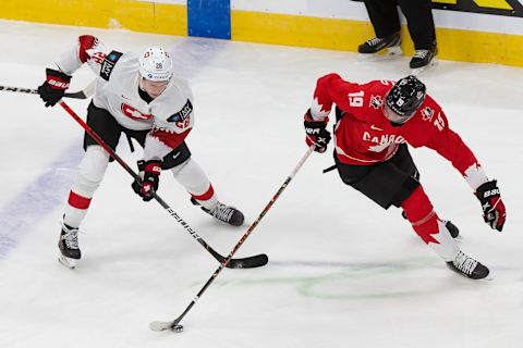 Quinton Byfield #19, Canada. (Photo by Codie McLachlan/Getty Images)