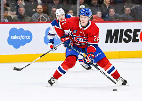 Mar 9, 2023; Montreal, Quebec, CAN; Montreal Canadiens defenseman Kaiden Guhle. Mandatory Credit: David Kirouac-USA TODAY Sports