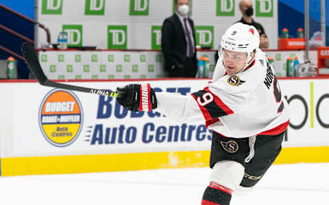 Josh Norris #9 of the Ottawa Senators. (Photo by Rich Lam/Getty Images)