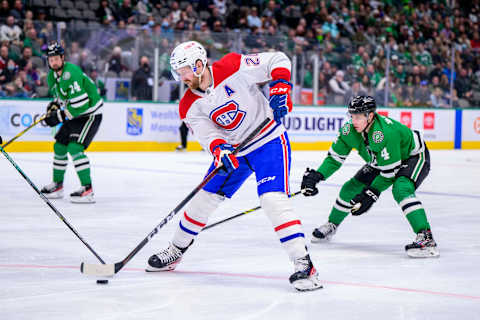 Jan 18, 2022; Dallas, Texas, USA; Montreal Canadiens Jeff Petry. Mandatory Credit: Jerome Miron-USA TODAY Sports