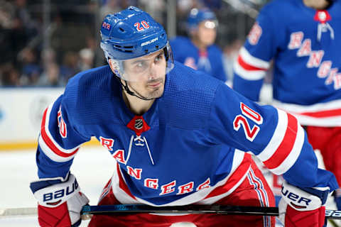 NEW YORK, NY – APRIL 03: Chris Kreider #20 of the New York Rangers skates against the Ottawa Senators at Madison Square Garden on April 3, 2019 in New York City. (Photo by Jared Silber/NHLI via Getty Images)