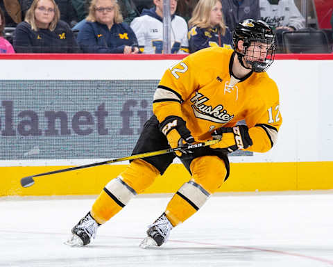 Brian Halonen #12 of the Michigan Tech Huskies (Photo by Dave Reginek/Getty Images)