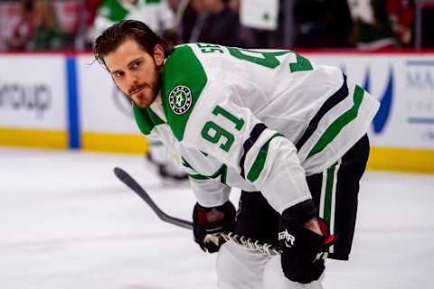 CHICAGO, IL – APRIL 05: Dallas Stars center Tyler Seguin (91) warms up prior to a game against the Chicago Blackhawks on April 5, 2019, at the United Center in Chicago, IL. (Photo by Patrick Gorski/Icon Sportswire via Getty Images)