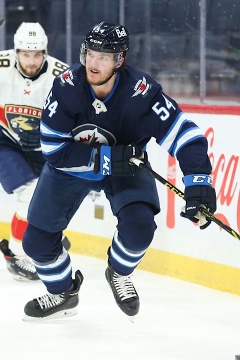 Winnipeg Jets, Dylan Samberg, #54,(Mandatory Credit: Terrence Lee-USA TODAY Sports)