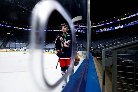 Columbus Blue Jackets center Pierre-Luc Dubois (18). Mandatory Credit: Aaron Doster-USA TODAY Sports