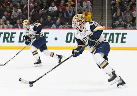 Notre Dame Fighting Irish forward Jake Evans (18) (Photo by Nick Wosika/Icon Sportswire via Getty Images)