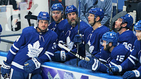 Auston Matthews #34 and the Toronto Maple Leafs. (Photo by Claus Andersen/Getty Images)