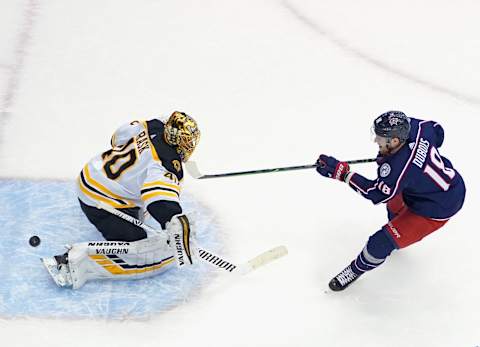 Pierre-Luc Dubois #18 of the Columbus Blue Jackets. (Photo by Andre Ringuette/Freestyle Photo/Getty Images)