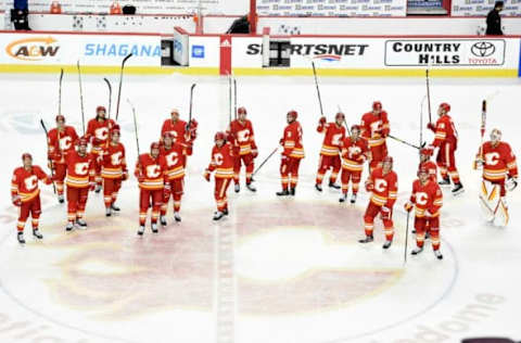 Calgary Flames end of season salute. Mandatory Credit: Candice Ward-USA TODAY Sports