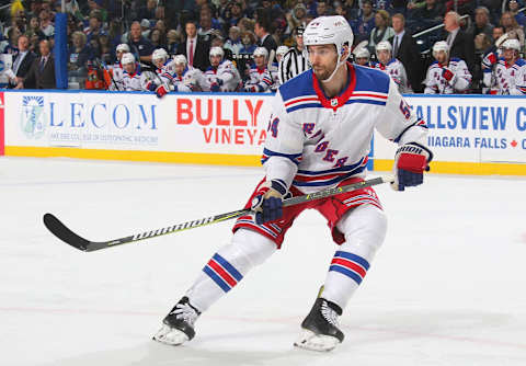 BUFFALO, NY – FEBRUARY 15: Adam McQuaid #54 of the New York Rangers skates during an NHL game against the Buffalo Sabres on February 15, 2019 at KeyBank Center in Buffalo, New York. (Photo by Rob Marczynski/NHLI via Getty Images)