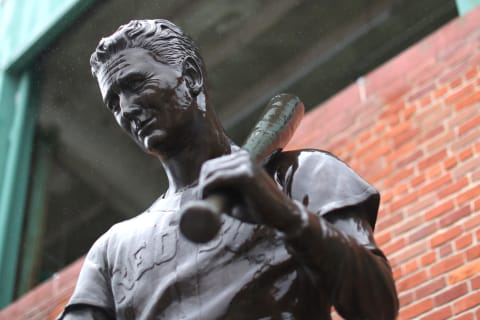 A statue of Ted Williams outside Fenway Park. (Photo by Maddie Meyer/Getty Images)