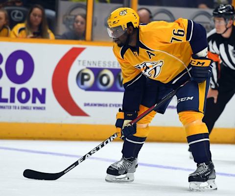 Nashville Predators defenseman P.K. Subban (76) Mandatory Credit: Christopher Hanewinckel-USA TODAY Sports