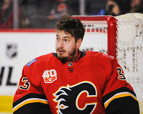 David Rittich #33 of the Calgary Flames (Photo by Derek Leung/Getty Images)