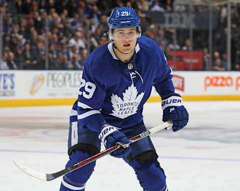 TORONTO, ON – APRIL 2: William Nylander #29 of the Toronto Maple Leafs skates against the Buffalo Sabres during an NHL game at the Air Canada Centre on April 2, 2018 in Toronto, Ontario, Canada. The Maple Leafs defeated the Sabres 5-2. (Photo by Claus Andersen/Getty Images) *** Local Caption *** William Nylander