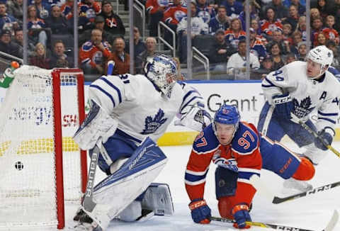 NHL Power Rankings: Edmonton Oilers forward Connor McDavid (97) scores a third period goal on Toronto Maple Leafs goaltender Frederik Andersen (31) at Rogers Place. Mandatory Credit: Perry Nelson-USA TODAY Sports