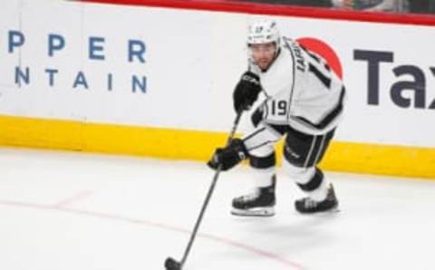 DENVER, CO – MARCH 22: Los Angeles Kings center Alex Iafallo (19) skates with the puck during a regular season game between the Colorado Avalanche and the visiting Los Angeles Kings on March 22, 2018 at the Pepsi Center in Denver, CO. (Photo by Russell Lansford/Icon Sportswire via Getty Images)