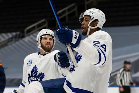 Wayne Simmonds #24 of the Toronto Maple Leafs. (Photo by Codie McLachlan/Getty Images)