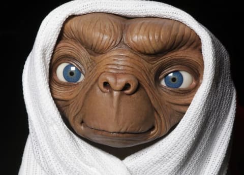 A wax figure of the alien from 'E.T. the Extraterrestrial.'