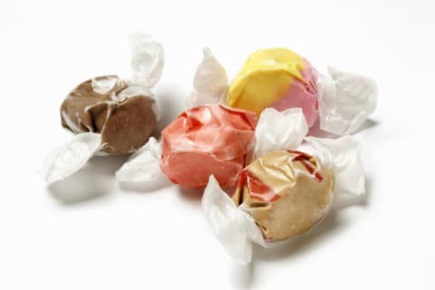 A few pieces of salt water taffy.