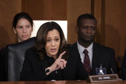 Senator Kamala Harris during Supreme Court nominee Brett Kavanaugh's confirmation hearings in 2018