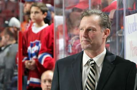 PHILADELPHIA, PA – FEBRUARY 02: Assistant coach Kirk Muller of the Montreal Canadiens watches warm-ups from the bench against the Philadelphia Flyers on February 2, 2017 at the Wells Fargo Center in Philadelphia, Pennsylvania. (Photo by Len Redkoles/NHLI via Getty Images)