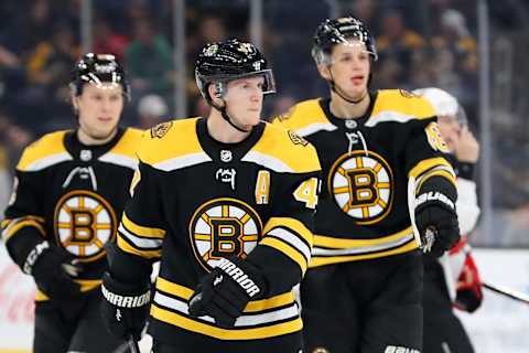 BOSTON, MASSACHUSETTS – SEPTEMBER 25: Torey Krug #47 of the Boston Bruins takes the ice during the third period of the preseason game between the New Jersey Devils and the Boston Bruins at TD Garden on September 25, 2019 in Boston, Massachusetts. The Bruins defeat the Devils 2-0. (Photo by Maddie Meyer/Getty Images)