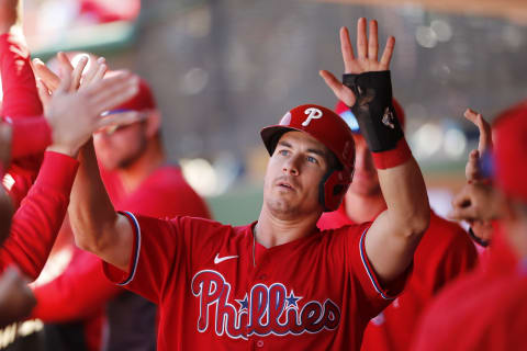 J.T. Realmuto #10 of the Philadelphia Phillies (Photo by Michael Reaves/Getty Images)