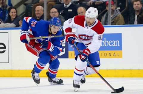 NEW YORK, NY – MARCH 01: Montreal Canadiens Left Wing Tomas Tatar (90) looks to pass during the second period of the National Hockey League game between the Montreal Canadiens and the New York Rangers on March 1, 2019 at Madison Square Garden in New York, NY. (Photo by Joshua Sarner/Icon Sportswire via Getty Images)