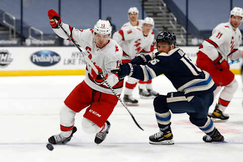 Warren Foegele of the Carolina Hurricanes. (Photo by Kirk Irwin/Getty Images)