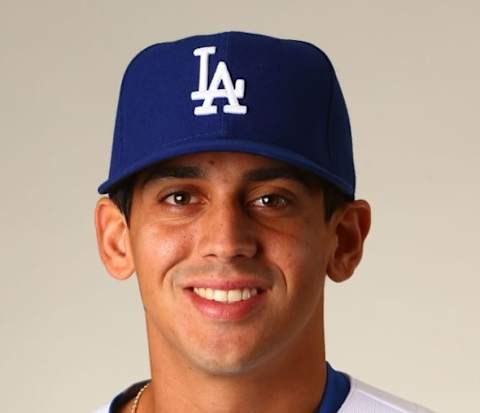 Feb 27, 2016; Glendale, AZ, USA; Los Angeles Dodgers pitcher Jose De Leon poses for a portrait during photo day at Camelback Ranch. Mandatory Credit: Mark J. Rebilas-USA TODAY Sports