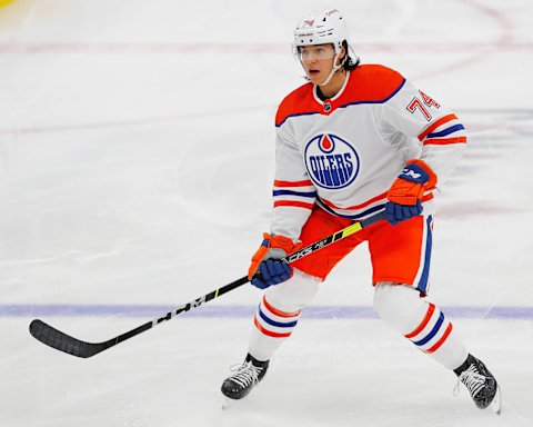 Edmonton Oilers defensemen Ethan Bear (74). Mandatory Credit: Perry Nelson-USA TODAY Sports