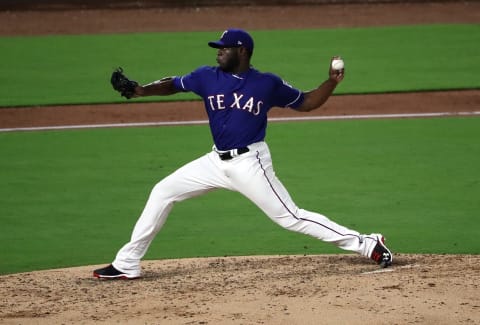 ARLINGTON, TX – SEPTEMBER 05: C.D. Pelham #64 of the Texas Rangers throws against the Los Angeles Angels in the seventh inning at Globe Life Park in Arlington on September 5, 2018 in Arlington, Texas. (Photo by Ronald Martinez/Getty Images)