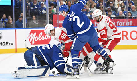 Oct 5, 2023; Toronto, Ontario, CAN; Toronto Maple Leafs goalie Ilya Samsonov (35)  Credit: Dan Hamilton-USA TODAY Sports