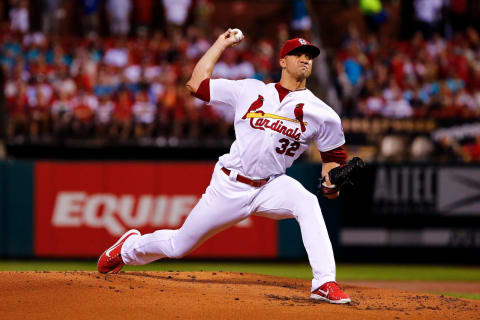 ST. LOUIS, MO – SEPTEMBER 14: Jack Flaherty #32 of the St. Louis Cardinals pitches against the Los Angeles Dodgers in the first inning at Busch Stadium on September 14, 2018 in St. Louis, Missouri. (Photo by Dilip Vishwanat/Getty Images)