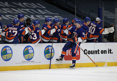 Oliver Wahlstrom #26 of the New York Islanders. (Photo by Al Bello/Getty Images)