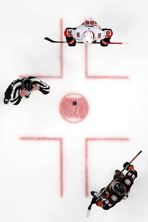 Sam Steel #34 of the Anaheim Ducks (Photo by Sean M. Haffey/Getty Images)