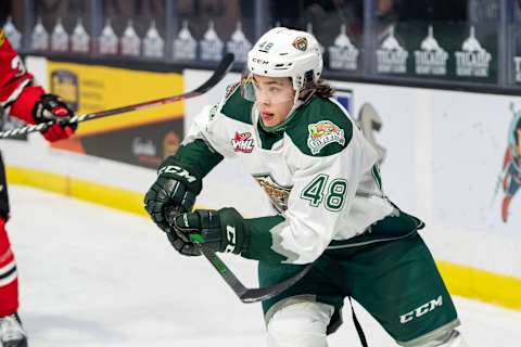 Everett Silvertips defenseman Olen Zellweger #48. (Photo by Christopher Mast/Getty Images)