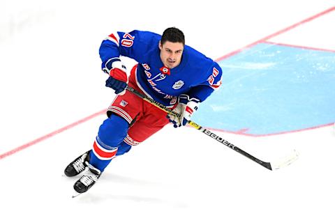 ST LOUIS, MISSOURI – JANUARY 24: Chris Kreider #20 of the New York Rangers skates in the Bridgestone NHL Fastest Skater competition of the 2020 NHL All-Star Skills competition at Enterprise Center on January 24, 2020 in St Louis, Missouri. (Photo by Brian Babineau/NHLI via Getty Images)