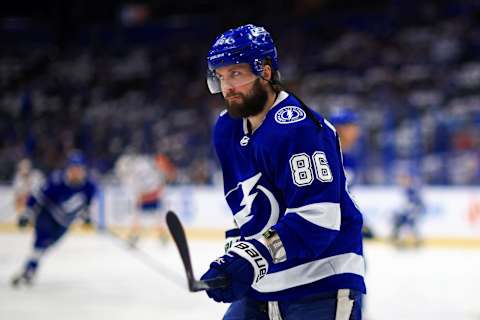 Nikita Kucherov #86 of the Tampa Bay Lightning. (Photo by Mike Ehrmann/Getty Images)