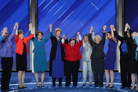 Barbara Mikulski and other women senators at the 2016 Democratic National Convention