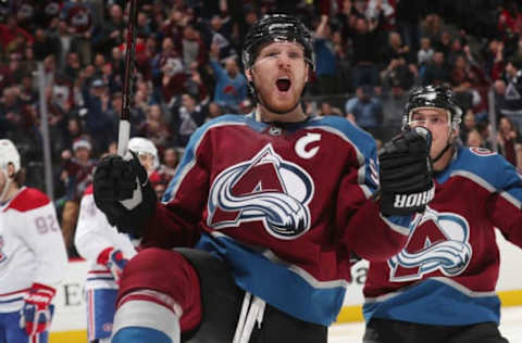 DENVER, CO – DECEMBER 19: Gabriel Landeskog #92 of the Colorado Avalanche celebrates after scoring a goal against the Montreal Canadiens at the Pepsi Center on December 19, 2018 in Denver, Colorado. (Photo by Michael Martin/NHLI via Getty Images)