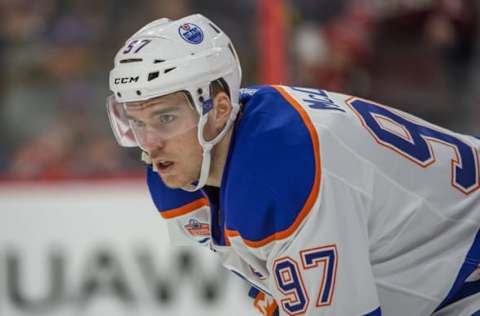 NHL Mid-Season Awards: Edmonton Oilers center Connor McDavid (97) looks on during the first period against the Ottawa Senators at the Canadian Tire Centre. The Senators defeated the Oilers 5-3. Mandatory Credit: Marc DesRosiers-USA TODAY Sports