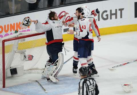 Braden Holtby, Tom Wilson, Washington Capitals Mandatory Credit: Gary A. Vasquez-USA TODAY Sports