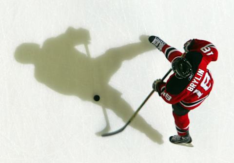 Sergei Brylin #18 of the New Jersey Devils (Photo by Jim McIsaac/Getty Images)