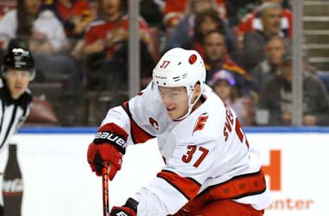 Andrei Svechnikov #37 of the Carolina Hurricanes. (Photo by Michael Reaves/Getty Images)