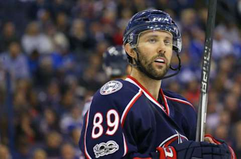 Mar 22, 2017; Columbus, OH, USA; Columbus Blue Jackets center Sam Gagner (89) against the Toronto Maple Leafs at Nationwide Arena. The Leafs won 5-2. Mandatory Credit: Aaron Doster-USA TODAY Sports