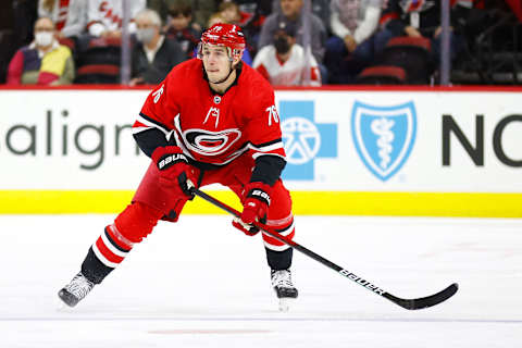 Brady Skjei #76 of the Carolina Hurricanes (Photo by Jared C. Tilton/Getty Images)