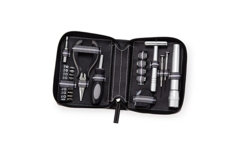 A tool kit in a leather case