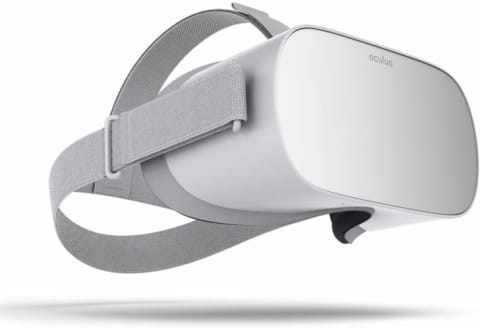 A light gray Oculus Go headset