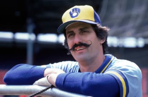 1982: Rollie Fingers #34 of the Milwaukee Brewers poses for a portrait during the 1982 season. (Photo by Rich Pilling/MLB Photos via Getty Images)